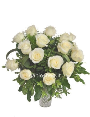 Bouquet di 11 rose bianche altezza massima 50 cm